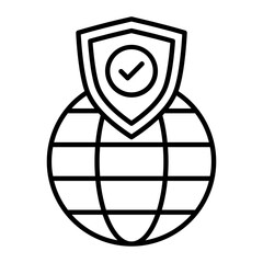 Global Protection Thin Line Icon