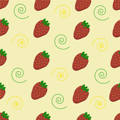 strawberry pattern on yellow background vector seamless pattern with strawberries