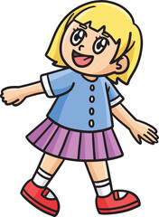 Happy Little Girl Cartoon Colored Clipart 
