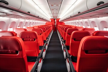 Fototapeta premium illustration, interior of a commercial airplane, ai generative.