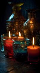 Candlelight, realistic photography background. AI generative