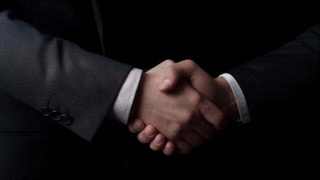 Business partners handshaking after successful agree. Generative AI