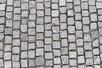 Texture of a cobble granite pavement