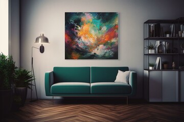 Abstract painting living room. Generative AI