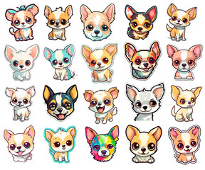 Funny chihuahua dog stickers created with Generative AI Technology