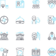 stationary supplies linear icons set. Pens, Pencils, Markers, Highlighters, Erasers, Rulers, Notepads line vector and concept signs. Sticky notes,Clips,Pushpins outline illustrations