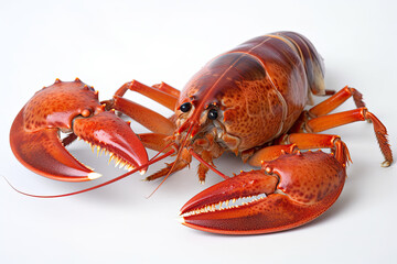 Quality Lobster on White Background Shot From Top Left Corner.