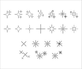 Set of sparkles. Sparkle signs, icons. Star symbols