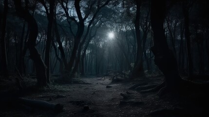 Naklejka premium dark forest in the night