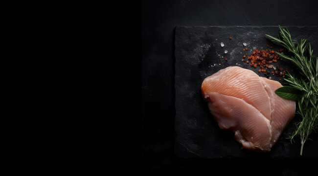 Dark Background Chicken Piece Image.