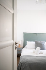 hotel bedroom in pastel colors