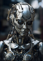 Obraz na płótnie Canvas Futuristic Cyborg Cyberpunk Female