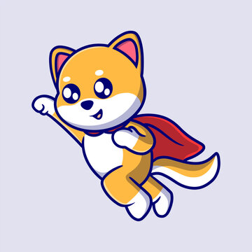 Free vector cute hero dog cartoon icon illustration. animal icon concept isolated. flat cartoon style