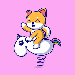 Free vector cute happy dog cartoon icon illustration. animal icon concept isolated. flat cartoon style