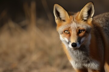 Fototapeta premium Fox staring directly at the viewer. Generative AI