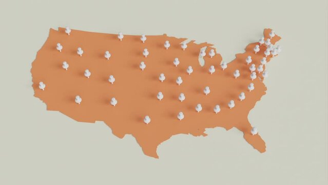 United states coverage map animated america usa motion graphic video