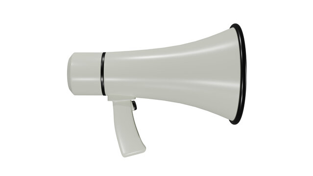 White megaphone or bullhorn isolated on transparent background. Communication concept. 3D render