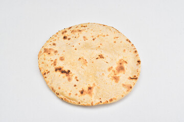 Tawa roti isolated on white background, indian wheat bread