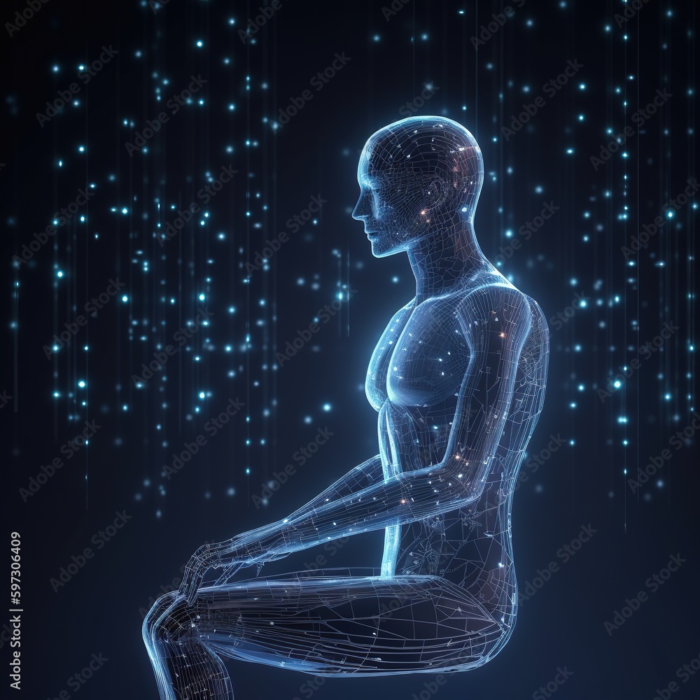 Poster the neural network-enabled humanoid cyber human believes in artificial intelligence. ai concepts suc