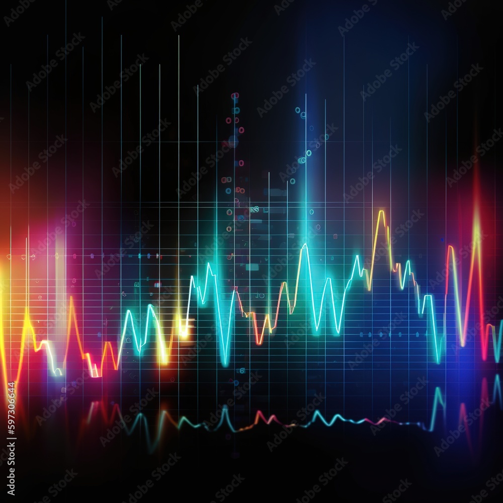 Poster chart of business data graph diagram and growth financial graphic report information on futuristic f