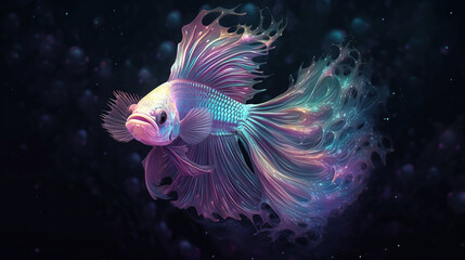 Obraz premium 3d Illustration, fantasy Betta Fish, generative ai