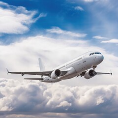 Naklejka premium Airplane in the clouds. generative ai