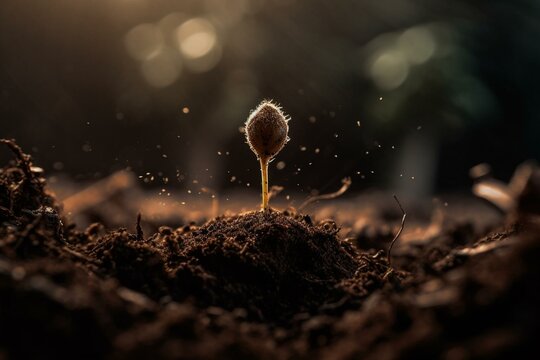 A tiny sprout emerging from the soil. Generative AI