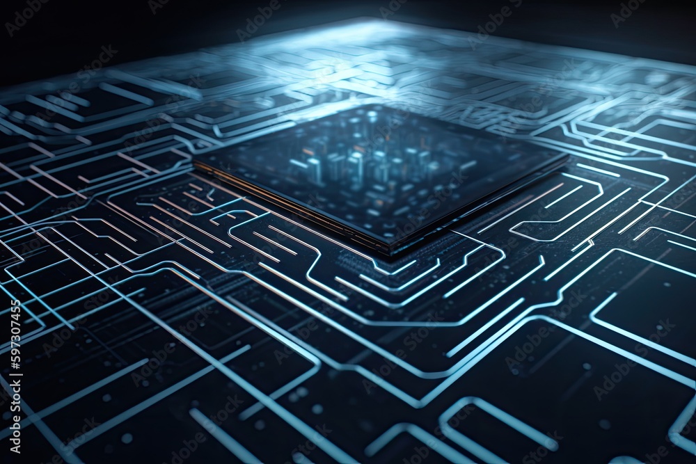 Poster smartphone circuit board in close-up view. generative ai