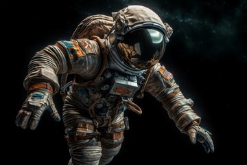 Fototapeta na wymiar Astronaut flipping in trippy space. Generative AI