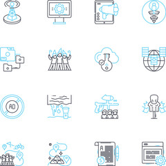 Linking linear icons set. Connection, Bond, Bridge, Nerk, Relationship, Association, Unity line vector and concept signs. Integration,Interconnectivity,Syndication outline illustrations