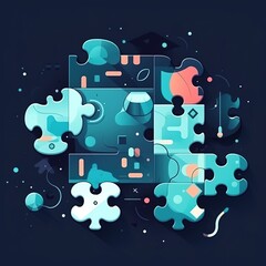 Symbol for jigsaw puzzles. concept metaphor. Concepts of creativity, connection, challenge, and joining us. generative ai