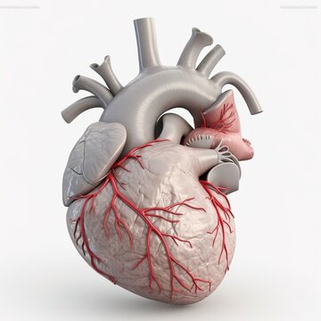 Human heart isolated on white background with medical and health care. generative ai
