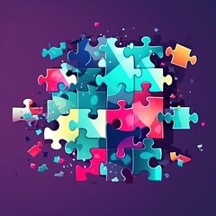 jigsaw puzzles. concept metaphor. Concept of a creative idea, connection, challenge, and joining us. generative ai