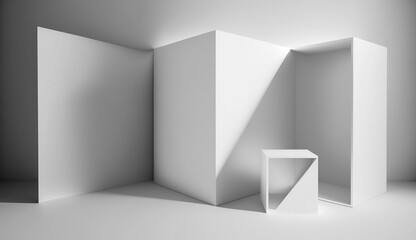 Clean White Background with Shadow Effect. 3d rendering. Generative AI