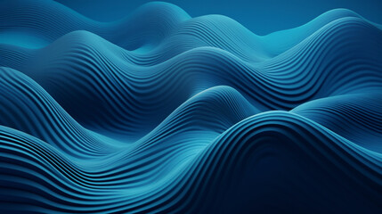 Elegant 3D blue waves on gradient background Generative AI