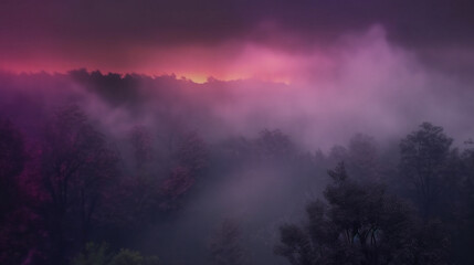 Enchanting Pink, Magenta, and Purple Fog on Dark Hazy Background Generative AI