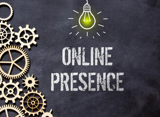 Writing displaying text Online Presence. Concept meaning existence of someone that can be found via...