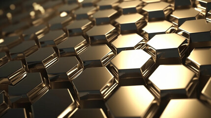 Futuristic Hexagon Shapes with Shimmering Metallic Finish Generative AI