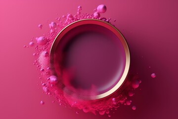 A circular abstract background in 3D rendering with pink color. Generative AI