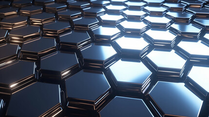 Obraz na płótnie Canvas Futuristic Hexagon Shapes with Shimmering Metallic Finish Generative AI