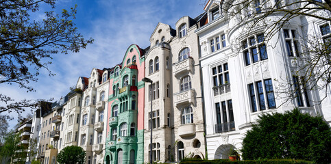 facades of beautiful art nouveau houses in cologne's südstadt quarter