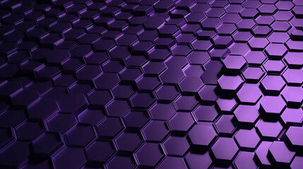 Fototapeta premium Intricate Purple Hexagonal Patterns on Dark Digital Surface Generative AI