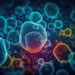3d illustration of bacteria cells. AI generative