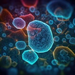 3d illustration of bacteria cells. AI generative