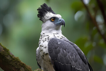 Harpy Eagle (Central and South America) - One of the largest and most powerful eagles in the world, with distinctive feathers on their head that resemble a "crown" (Generative AI)