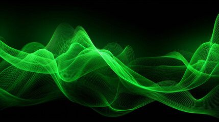 Vibrant Green Abstract Technology Waves Generative AI