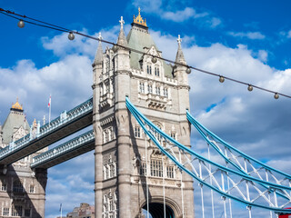 Tower Bridge is a Grade I listed combined bascule and suspension bridge in London, built between 1886 and 1894.