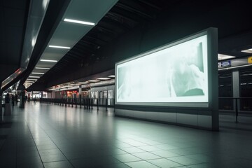 Empty airport billboard for ads with room for text. Generative AI