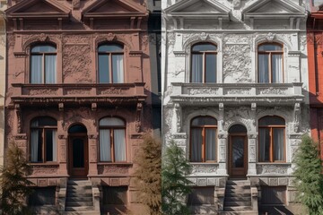 Fototapeta na wymiar House facade renovation. Generative AI