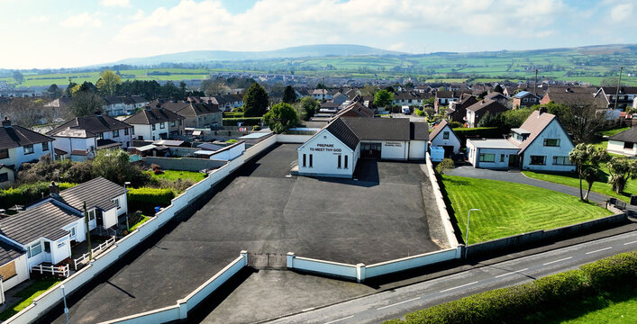 Aerial view of Craigyhill Gospel Hall Larne Co Antrim Northern Ireland